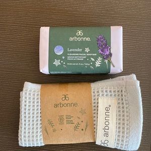 Arbonne Lavender cleansing soap bar and wash cloth